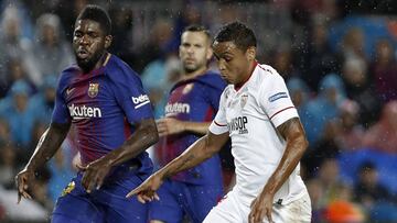 El delantero colombiano del Sevilla, Luis Muriel, durante un partido ante el Barcelona.