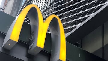 FILE PHOTO: The McDonald's logo is seen outside the fast-food chain McDonald's in New York, U.S., October 22, 2019. REUTERS/Shannon Stapleton/File Photo