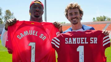Griezmann sorprende a Deebo Samuel con su habilidad en el futbol americano
