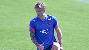 Wass, en un entrenamiento del Atlético.