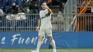 David Goldar, jugador de la UD Ibiza, celebra el gol anotado ante el Fuenlabrada.