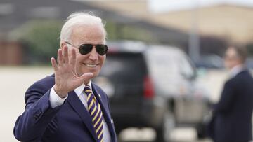 U.S. President Joe Biden salutes before boarding Air Force One to depart for Kiawah Island, South Carolina, from Joint Base Andrews in Maryland, U.S., August 10, 2022.