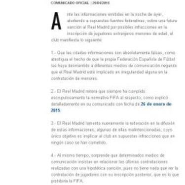 El Madrid decía en abril que eran informaciones malintencionadas