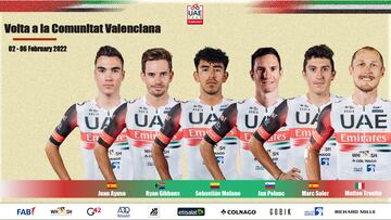 Alineación del equipo UAE para la Volta a la Comunitat Valenciana.