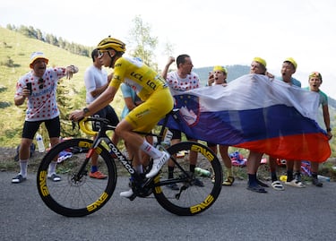 El esloveno Tadej Pogacar durante la etapa de hoy. 