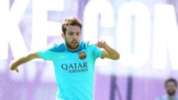 Jordi Alba, en un entrenamiento del Barcelona.