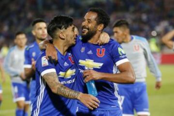 Futbol, Universidad de Chile vs Union Espaola
Sptima fecha, campeonato de Clausura 2016/17
Los jugadores de Universidad de Chile,, celebran la victoria contra Union Espaola durante el partido de primera division disputado en el estadio Nacional de Santiago, Chile.
19/03/2017

Javier Torres/Photosport