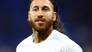 Soccer Football - Ligue 1 - Olympique Lyonnais v Paris St Germain - Groupama Stadium, Lyon, France - September 18, 2022  Paris St Germain's Sergio Ramos during the warm up before the match REUTERS/Stephane Mahe