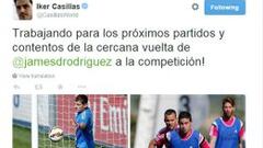 Iker Casillas: "Estamos contentos por el regreso de James"