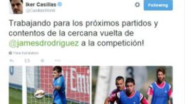 Iker Casillas: "Estamos contentos por el regreso de James"