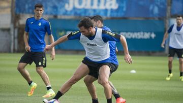 Arbilla, durante el entrenamiento del Espanyol.