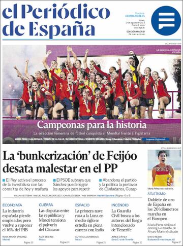 La prensa española, orgullosa de sus campeonas del mundo