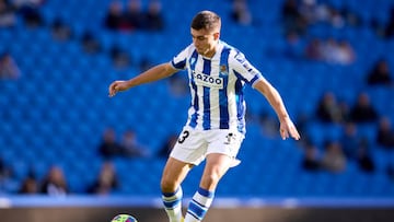 SAN SEBASTIAN, SPAIN - DECEMBER 10: Jon Karrikaburu of Real Sociedad in action during the friendly match between Real Sociedad and Rayo Vallecano at Reale Arena on December 10, 2022 in San Sebastian, Spain. (Photo by Ion Alcoba/Quality Sport Images/Getty Images)