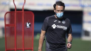 Bordal&aacute;s, durante un entrenamiento con el Getafe. 