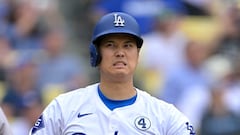 Jun 2, 2024; Los Angeles, California, USA;  Los Angeles Dodgers designated hitter Shohei Ohtani (17) reacts after fouling off a pitch in the fifth inning against the Colorado Rockies at Dodger Stadium. Mandatory Credit: Jayne Kamin-Oncea-USA TODAY Sports