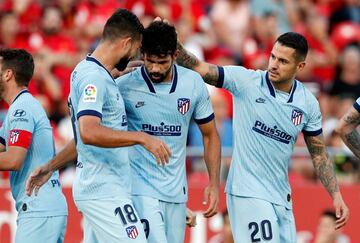Los jugadores del Atlético de Madrid celebrando el gol de Diego Costa