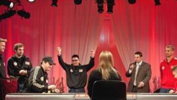 El equipo americano celebra el último punto del torneo.