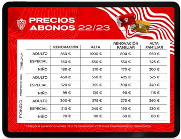 Precios de abonos del Almería en la pasada temporada