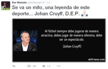 El mundo del deporte despide a Johan Cruyff en las redes sociales