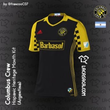 El diseño de está equipación retoma las raíces argentinas de Federico Higuaín, jugador del Columbus, y el peculiar color que llevan los taxis (Negro y Amarillo) en el país sudamericano.