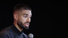 Belgium's Yannick Carrasco gives a press conference after a training session of Belgian national football team Red Devils at the Royal Belgian Football Association RBFA's headquarters in Tubize, on September 7, 2023 as part of the team's preparation for the upcoming Euro 2024 qualifiers. (Photo by VIRGINIE LEFOUR / Belga / AFP) / Belgium OUT