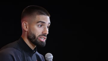 Belgium's Yannick Carrasco gives a press conference after a training session of Belgian national football team Red Devils at the Royal Belgian Football Association RBFA's headquarters in Tubize, on September 7, 2023 as part of the team's preparation for the upcoming Euro 2024 qualifiers. (Photo by VIRGINIE LEFOUR / Belga / AFP) / Belgium OUT