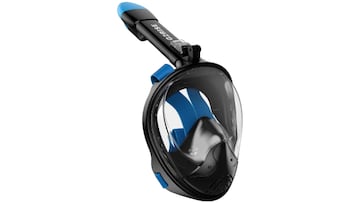 Máscara de snorkel de color azul y negro más vendida en Amazon