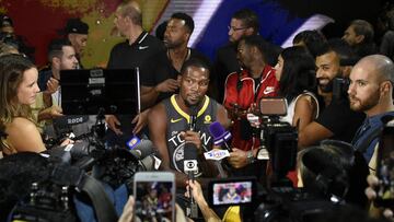 Kevin Durant, durante la presentaci&oacute;n de las nuevas camisetas Nike de la NBA.