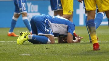 Andone terminó el partido ante Las Palmas con una lesión en el gemelo