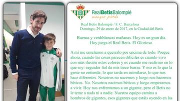 Víctor y Dani, en la imagen que el técnico colgó en las redes sociales junto a la arenga del alevín verdiblanco.