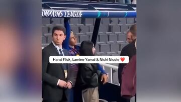Lamine Yamal presenta a Nicki Nicole ante Hansi Flick y esto hace el DT del Barcelona: ya es viral