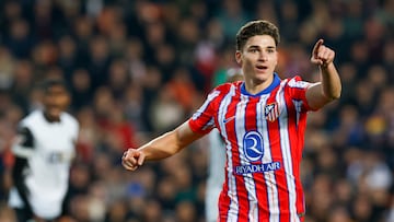 Julián Alvarez, tras marcar uno de sus dos goles al Valencia.