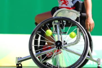 Detalle de la silla de ruedas de la tenista británica Jordan Whiley.