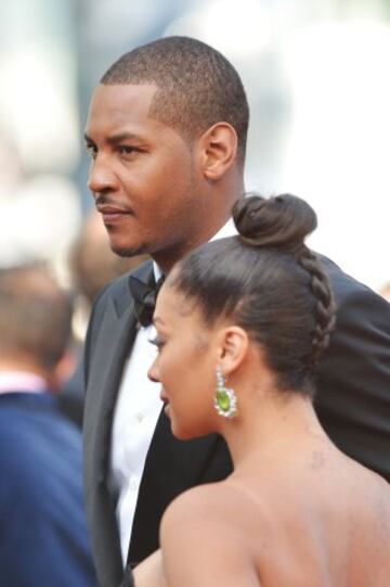 Carmelo Anthony y La La Anthony en la premier de "Loving".