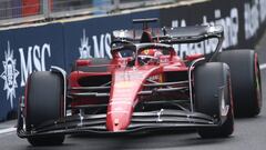 Ferrari's Monegasque driver Charles Leclerc steers his car during the qualifying session for the Formula One Azerbaijan Grand Prix at the Baku City Circuit in Baku on June 11, 2022. (Photo by OZAN KOSE / AFP) (Photo by OZAN KOSE/AFP via Getty Images)