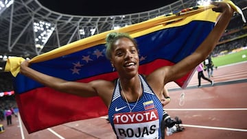 Athletics - World Athletics Championships &ndash; women&rsquo;s triple jump final &ndash; London Stadium, London, Britain &ndash; August 7, 2017 &ndash; Yulimar Rojas of Venezuela reacts after winning the final. REUTERS/Dylan Martinez