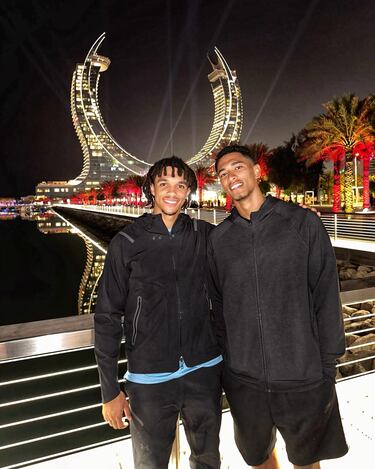 Jude Bellingham y Trent Alexander-Arnold juntos de vacaciones.