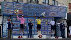 P&oacute;dium de la Copa de Espa&ntilde;a 2021 de ciclismo en la Cl&aacute;sica de Pascua.