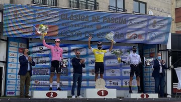 P&oacute;dium de la Copa de Espa&ntilde;a 2021 de ciclismo en la Cl&aacute;sica de Pascua.