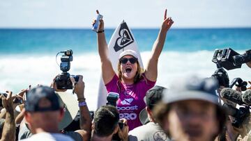 QUEENSLAND, AUSTRALIA - APRIL 8: Caroline Marks of USA wins the 2019 Boost Mobile Pro Gold Coast after winning the final at Duranbah Beach on April 8, 2019 in Queensland, Australia.