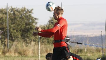 Llorente, en una sesión del Atlético.