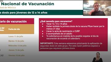 CDMX anuncia segunda dosis para adolescentes de 12 a 14 años