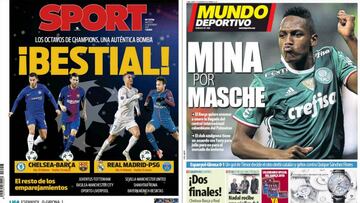 Portadas de los diarios Sport y Mundo Deportivo del día 12 de diciembre de 2017.