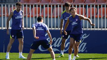 Marcos Llorente en un ejercicio del entrenamiento.