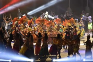 Artists perform during the opening ceremony for the 2015 Pan American Games at the Rogers Centre in Toronto, Ontario, on July 10, 2015. AFP PHOTO/OMAR TORRES