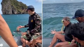La agitada reacción de un turista italiano en Tailandia cuando la policía le obliga a salir del agua