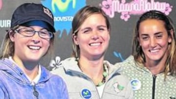 <b>REINAS. </b>Gisela Pulido, Marina Alabau y Eunate Aguirre posan en un acto de su patrocinador.