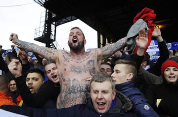 Leicester City fans in a constant state of celebration this year. Here they are enjoying the latest win against Crystal Palace.