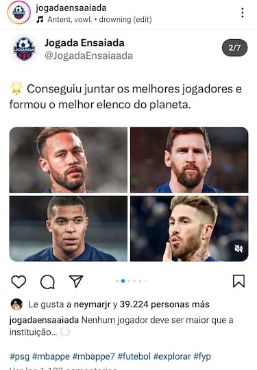 A Neymar le gusta este mensaje sobre Mbapp¨¦: ¡°El ego de ¡®cierto franc¨¦s¡¯ empez¨® a perturbar el ambiente y ahora se va gratis¡±