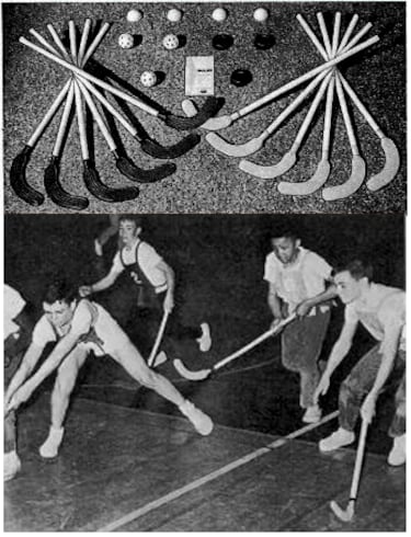 El origen exacto del floorball genera controversia ya que son tres paises los que afirman haber sido los inventores (Canadá, Suecia y Estados Unidos). La versión más difundida cuenta que surge en los años 50 en Estados Unidos como una práctica derivada del bandy
(deporte similar al hockey sobre hielo), y se convierte en un deporte habitual en los colegios porque permitía practicarlo durante todo el año sin necesidad 
de patines ni hielo. En 1962 se jugó el primer campeonato de Floorball en Michigan.
